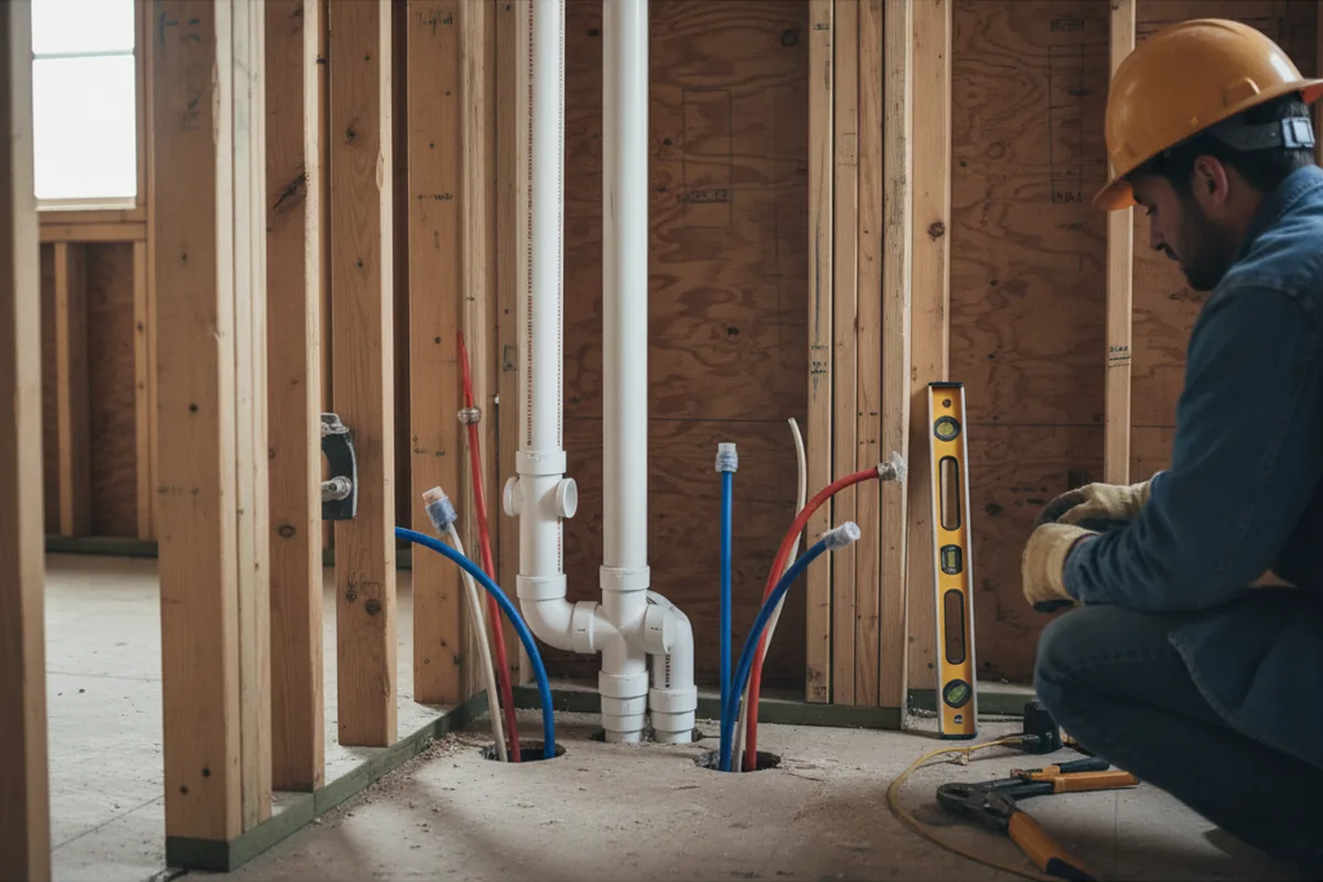 Drain and supply rough-in during Drain Cleaning in Stony Brook